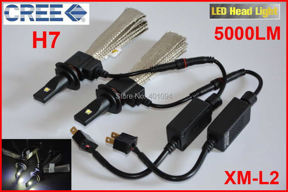 1 Set H7 40W 5000LM CREE XM-L2 LED Headlight 2SMD Philip LUXEON MZ Chip All in One 12/24V Xenon White 6000K Driving Fog H8 H11