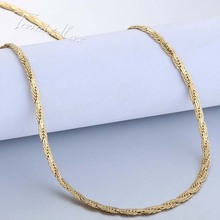 3mm 50 59 3cm Hammered Flat WHEAT Necklace Chain Yellow Gold Filled Mens Womens Chain Necklace