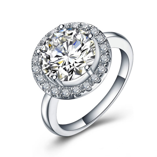 Joyería de lujo de diamantes sona 3 Carat simulado Diamond boda anillos de compromiso para mujeres
