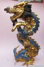shitou 001045 Huge China Royal 100% Pure bronze cloisonne 24K Gold Giant Dragon Palace statue