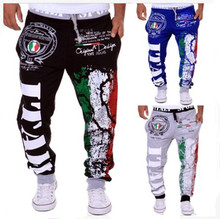 Mens Joggers 2016 Men’S Fashion Italy Flag Printing Sports And Leisure Mens Joggers Department Of Bandwidth Loose Men Pants XXL
