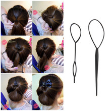 1 pair Ponytail Creator Plastic Loop Styling Tools Black Topsy Pony Tail Hair Braid Maker Styling Tool Fashion Salon