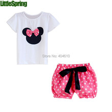 Retail Children s Sets 2015 Summer New Children Girl s 2PC Sets Skirt Suit Minnie Mouse