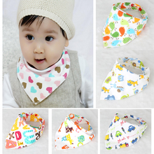 Baby Cotton Bibs High quality Triangl Double Layers Cartoon Character Animal Print Baby Bandana Bibs BK005