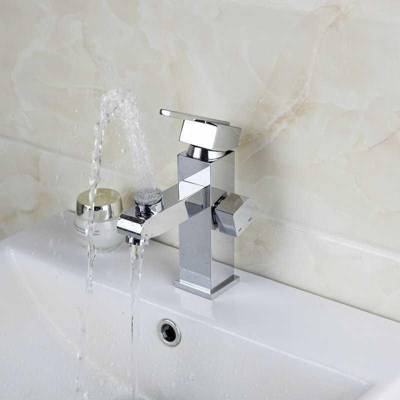 Фотография Chrome Sink Faucet Modern Design 2 Water Spout Mixer Brass Bathroom Faucet DD-8706/1