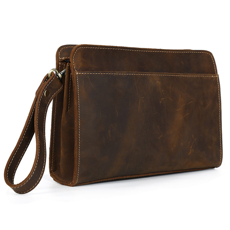 Wholesale Designer clutch purses 2014 fashion brown genuine leather men women handbag clutch W4022