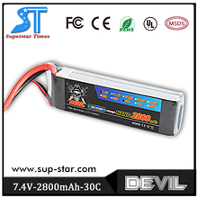Factory Outlet Devil 7.4v 2800mAh 30c 100% Origin Lithium Battery For RC Car Helicopter Airplane Free Shipping