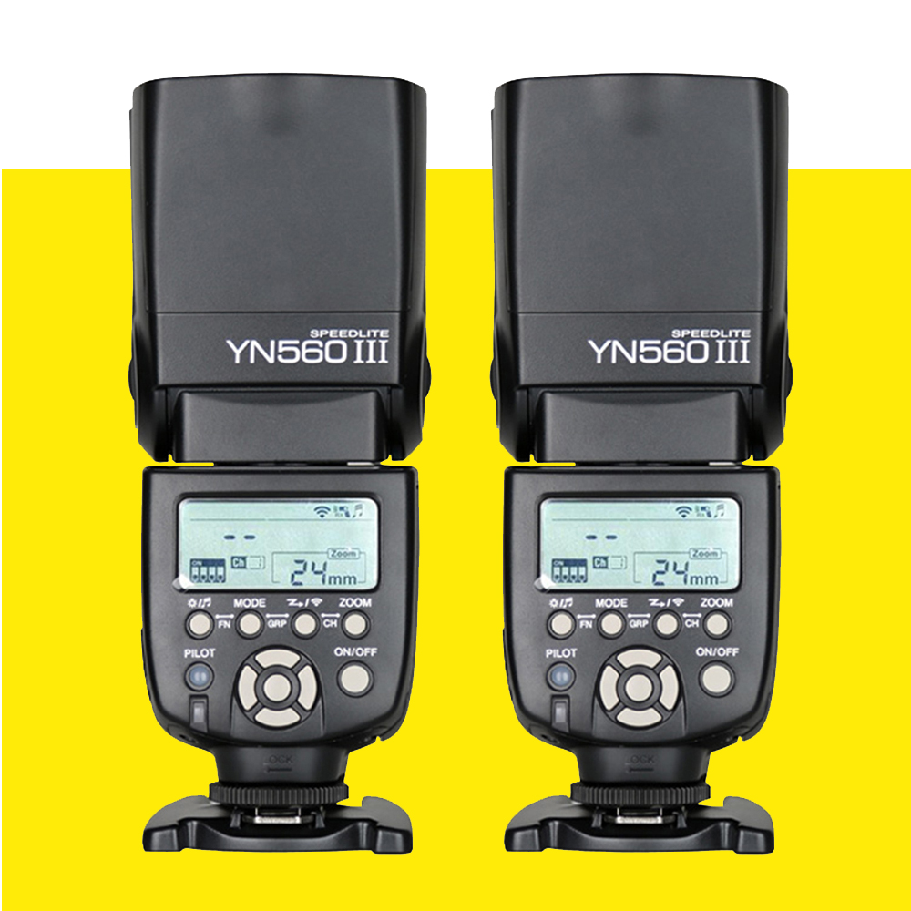 2pcs Yongnuo YN560 III YN-560 III Wireless Master Slave Flash Speedlight for Canon Nikon Pentax Olympus Update Of YN-560 II