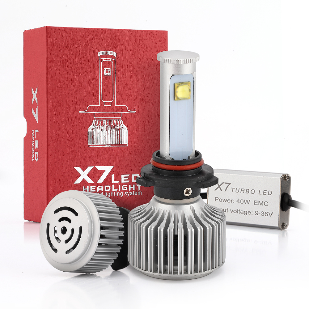 Фотография X7 80W 9004 Car LED Headlights 7200LM 6000K Super bright kit university Headlamps With fan front fog light Bulb led Headlights