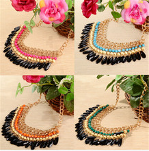 Fashion women Bohemian Tassels 18K Gold Choker Chain Statement Pendants Necklaces Collar Jewelry WOMEN Woman Bib Necklace gift