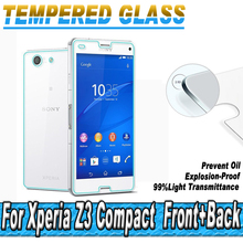 1 компл./лот фронт + назад 0.26 мм 2.5D закаленное стекло пленка для Sony Xperia Z3 Z3 компактный M55W закаленное стекло экрана протектор