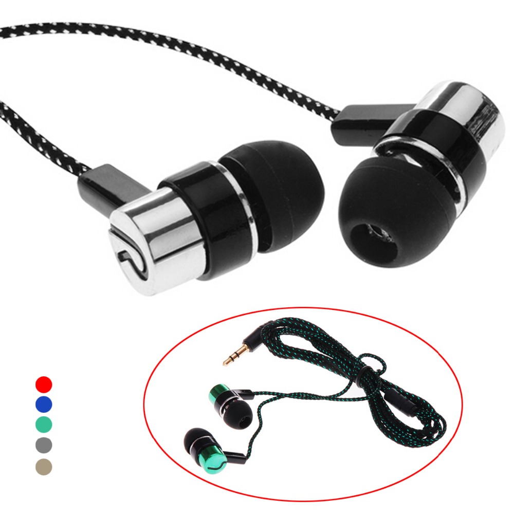 Earphones Jack Standard Noise Isolating 1 1M Reflective Fiber Cloth Line 3 5mm Stereo In ear