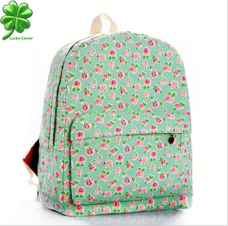 24 Color Women sweet smaller ditsy Rose Flower printing Backpack school college shoulder book bags preppy