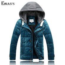 Velvet Winter Coat Men Warm Down Jackets Size M-2XL Fashion Slim Fit Mens Casual Outdoor Hooded Jackets C2034