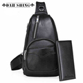100% Guranteed Genuine Leather Men's Casual Mini Messenger Bag/waist