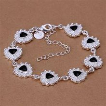 H264 925 delicate silver bracelet, 925 delicate silver fashion jewelry Black triangles drops bracelet /aixajaea bbdajska