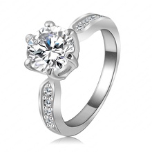 Kate Princess Wedding Rings Platinum Plated Clear Zircon Womens Fashion Jewellery Ring Ri HQ1053