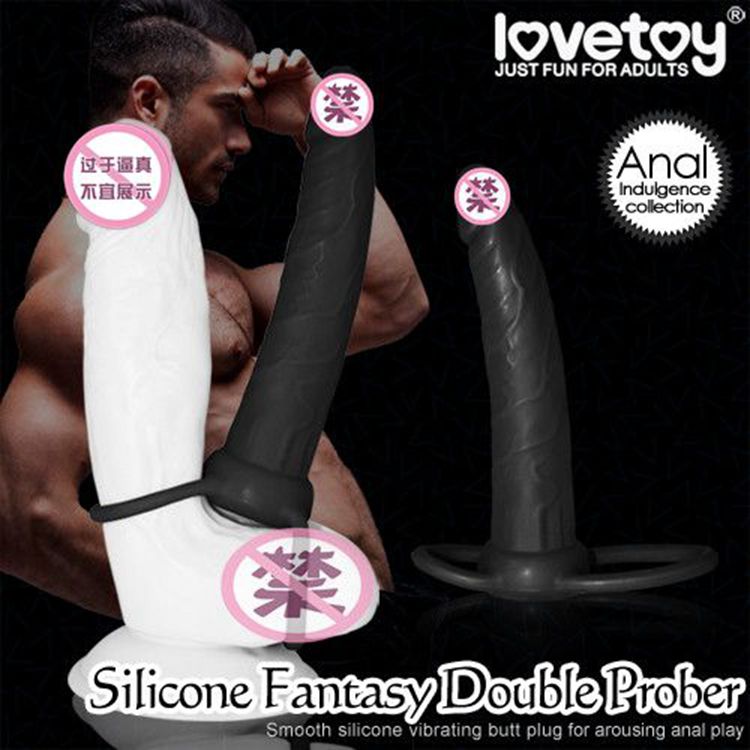 Silicone Double Prober Male Prostate Stimulation Massager Cock Ring & Butt Plug Anal Sex Toys for Men