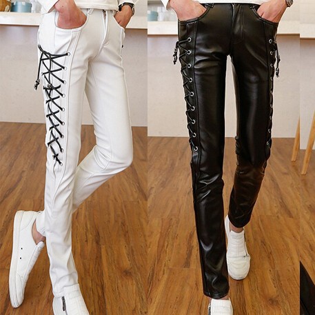 white leather pants mens