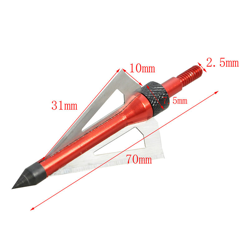 6pcs Color Red Arrowheads Steel Blade Hunting Archery Arrow Tip for Compound Bow and Archery Hunting