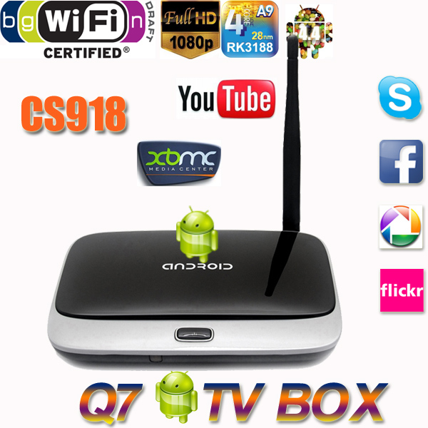 ! Android 4.4 TV Box Q7 CS918 Full HD 1080 P RK3188T   - 1  / 8  XBMC wi-fi    