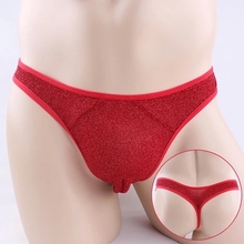 Men’s sexy underwear T Pants perspective gold glitter temptation thongs erotic lingerie u convex pouch porno G-Strings