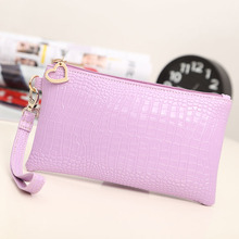 2016 brand new women designer clutch famous channelled fashion crocodile pattern pu leather handbags zipper envelope purse