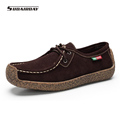 2016 New Autumn Women Cow Suede Creepers Shoes Woman Genuine Leather inside Flats Boat Flat Shoes
