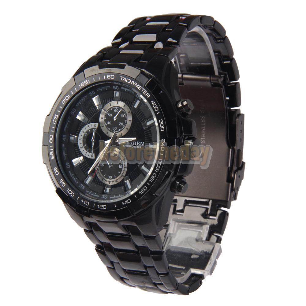 BETR Fashion Men Water Proof Watch Black Steel Band Quartz Analog Black Dial