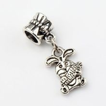 17pcs The Easter Bunny Rabbit Carrot Metal Big Hole Beads Fit European Bracelets Jewelry