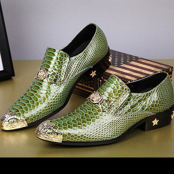 2 цветов новое поступление змеиной натуральной кожи мужская обувь w / металлы ну вечеринку свадьба обуви