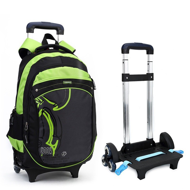 trolley-backpack-wheels-school-bag-with-detachable-children-Rolling-Backpack-books-bag-for-girls-climb-stairs-rod-bag-green