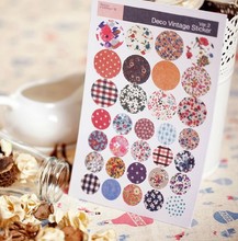 Original single vintage sticker pastoral floral imitation cloth sticker child DIY toy 6sheets/set