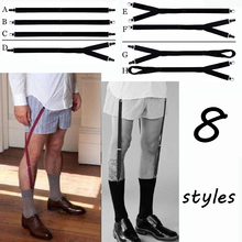 Mens Shirt Stays Garters Elastic Nylon Adjustable Shirt Holders Crease-Resistance Belt Stirrup Style Suspenders