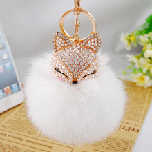 New 2015 Cute 8cm big Fox fur Rabbit Fur ball plush key chain for car key ring Bag Pendant car keychain