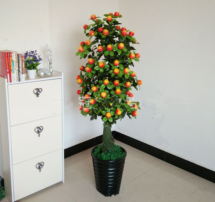 Plantas artificiales de Interior de 140cm, Manzano dorado y naranja sin