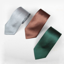FREE SHIPPING Men Fashion casual style 10cm 100 polyester pure color silver brown stain silk feel