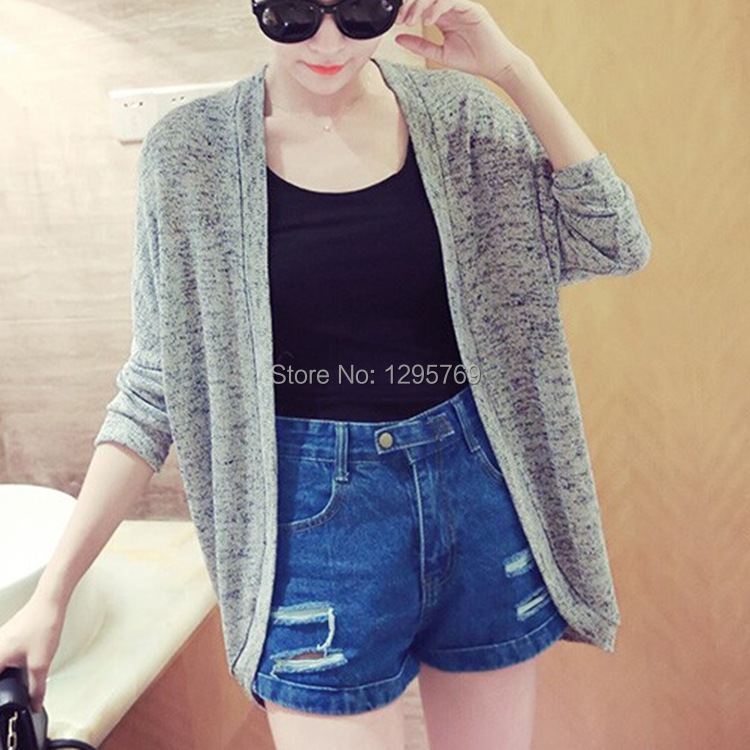 2015 Spring Autumn New Korean Women Solid Color Casual Cardigans Sweaters Air conditioning Shirts Long Section
