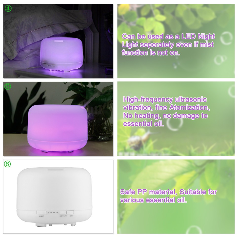 LED Light 7 Color Change Dry Protect Ultrasonic Essential Oil Aroma Diffuser Air Humidifier Mist Maker Home&Office6