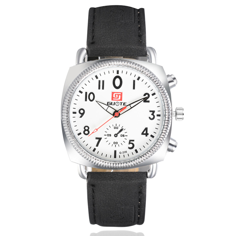 New Arrival Elegant Fashion Sport Watch Men Leather Strap Square Dial Casual Quartz Wristwatch Luxury Clock Relogio Masculino