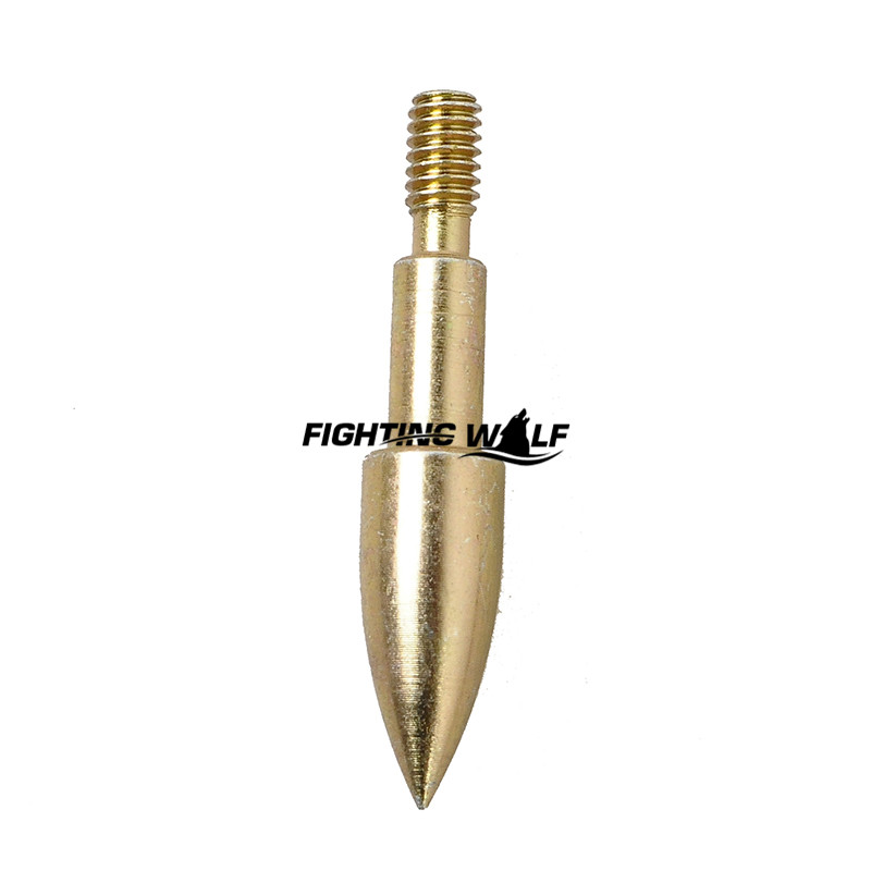 6PCS Bow and Arrow Hunting Broadheads 100 Grain Bullet Shape Golden 3 8cm Arrowhead Tip for