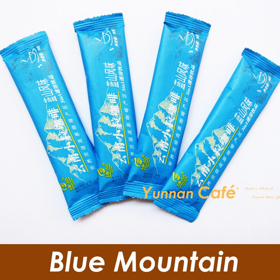 Free Shipping Blue Mountain Flavor Yunnan Arabica 3 IN 1 Instant Coffee Slimming Body 16G x