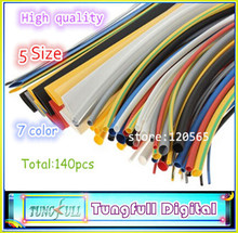 140pcs 7color Assortment 2:1 Heat Shrink Tube Tubing Sleeving Wrap Wire Cable Kit