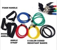 New 11 Pcs/Set Latex Resistance Bands Workout Exercise Pilates Yoga Crossfit Fitness Tubes Pull Rope YS-081