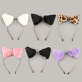 Fluffy Cosplay Halloween Party Cat Faux Fox Fur Ears Costume Hairpin Hairband Black White Purple Leopard