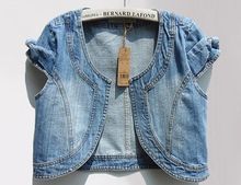 2016 Summer Short Sleeve Vintage Slim Denim Short coat Casual Jean Jacket Outerwear