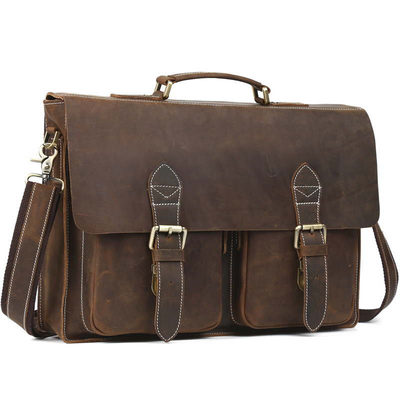 TIDING Hot sale Laptop Handbag Mens Briefcase Shoulder Bag Vintage Leather1061-in Crossbody Bags ...
