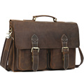 Top Grade Mens Briefcase Handmade Weave Pattern Leather Business 14" L