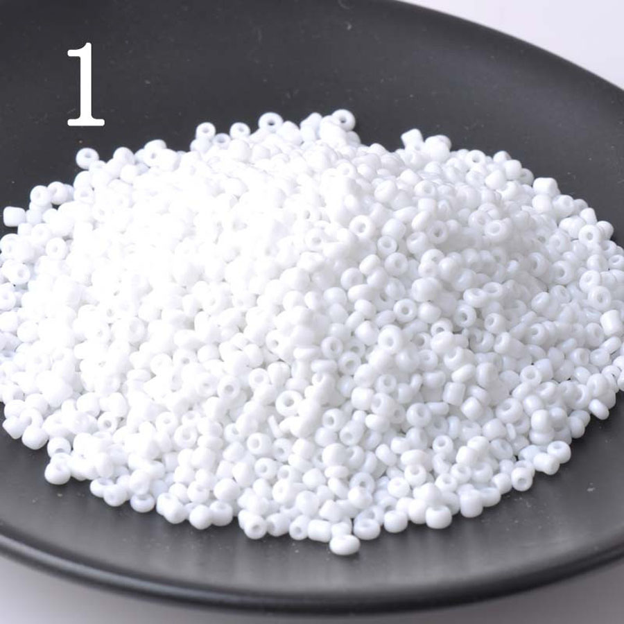 Description Picture 3 of item16g 1000pcs 2mm 12/0 White Solid Color Opaque Round Loose Spacer Beads Cezch Glass Seed Beads Jewelry Making DIY Garment Bead
