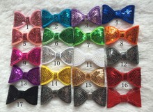 50pcs/lot Free Shipping 2” Embroideried Sequin Bows Clips Knot Applique WITH Clips,Kids Hair Bows Girls Hair Accessories